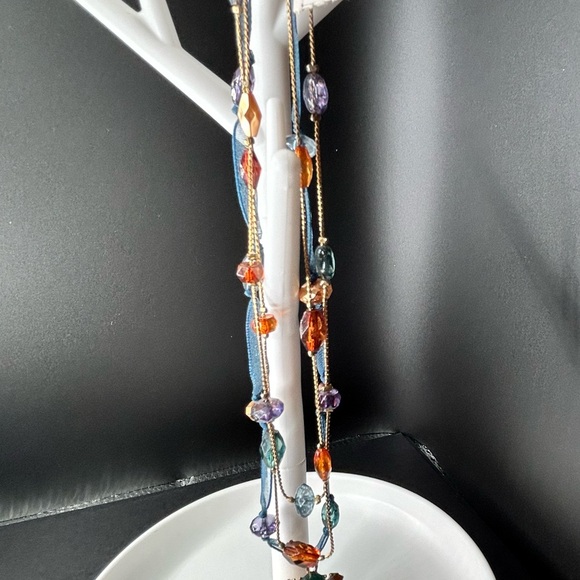 NWT, Liz Claiborne necklace with bead, ribbon and faux gem pendant - Picture 4 of 4